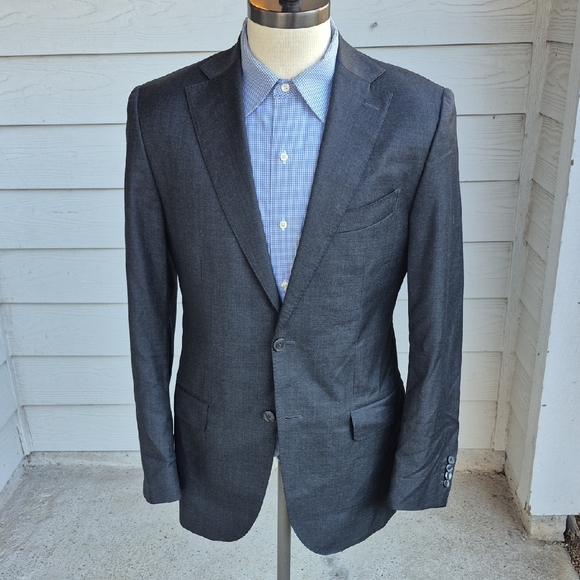 SUITSUPPLY Sevilha Solid Charcoal Grey Super 110s Wool‎ Mens Sz 38 L Sport Coat